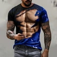 thumbnail image 2 of ZCFZJW 3D Workout Tees Shirt for Men Big and Tall Regular Fit Casual Fake Abs Print Summer Short Sleeve Round Neck Graphic T-Shirt Tops Blue M, 2 of 6