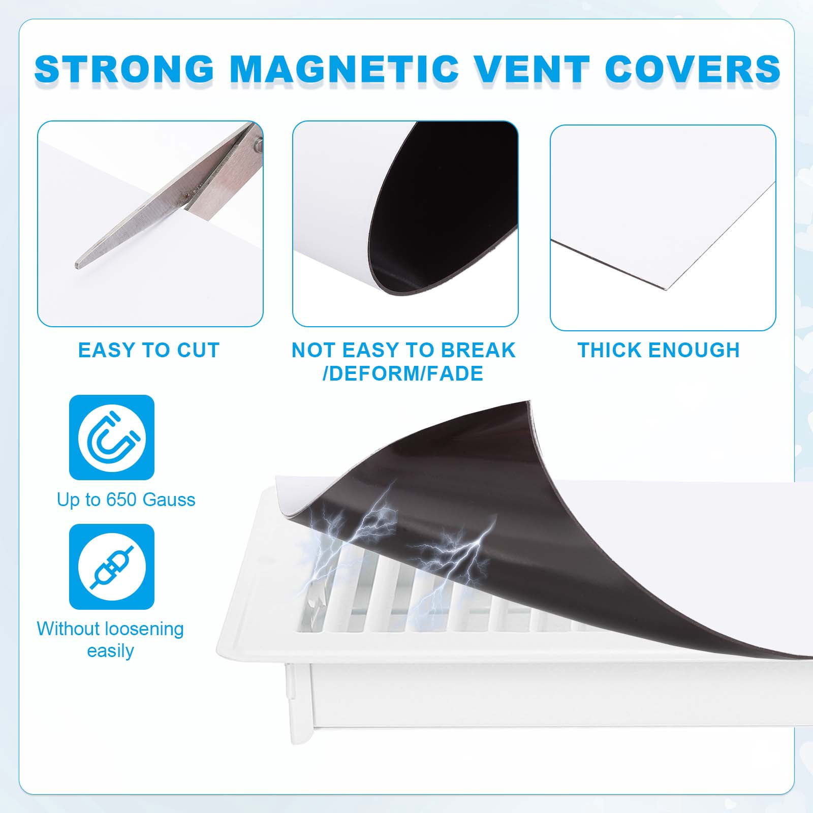 Magnetic Vent Covers, Air Vent Covers Standard Air Register Cap for Wall Floor Ceiling HVAC Fireplace Furnace 79" x 4"