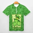 thumbnail image 4 of Polo Shirts for Men St. Patrick's Day Shamrock Print Lapel Zipper Short Sleeve Casual Festive Top Golf Shirts Mint Green S, 4 of 6
