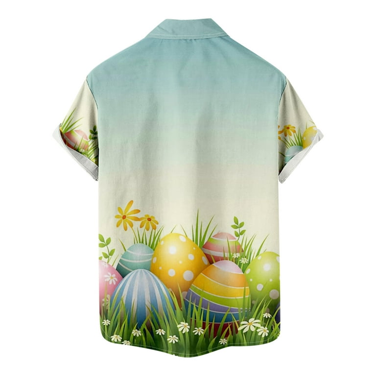 Easter Beach Shirt Mens Graphic FloralTurndown Yellow Red Blue Green Light  Outdoor Street Long Sleeve Clothing Apparel Unanswerable Casual White 2024  - $22.99