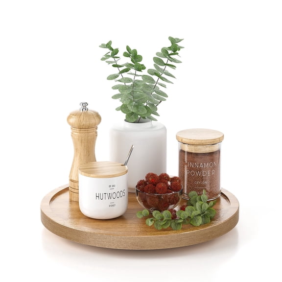 LAMU Lazy Susan Turntable Organizer, 9 inch Wooden Lazy Susan Cabinet, Dining Table, Storage Room, Countertop, Cabinet, Bathroom Organization