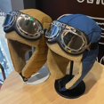 thumbnail image 3 of Gorro de piloto para hombre y mujer, de invierno, grueso, cálido, para ciclismo, con orejeras, resistente al viento, a prueba de frío, gafas de algodón, 3 of 6