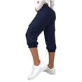 thumbnail image 4 of Lzobxe Fashion Plus Size Capris for Women Casual Color Elastic Loose Pants Straight Wide Leg Trousers with Pocket Cropped Pants for Women,Sizes S-2XL, 4 of 7