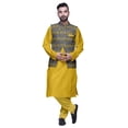 thumbnail image 1 of Atasi Indian Long Kurta Men Solid Kurta Pajama With Printed Nehru Jacket Set, 1 of 1