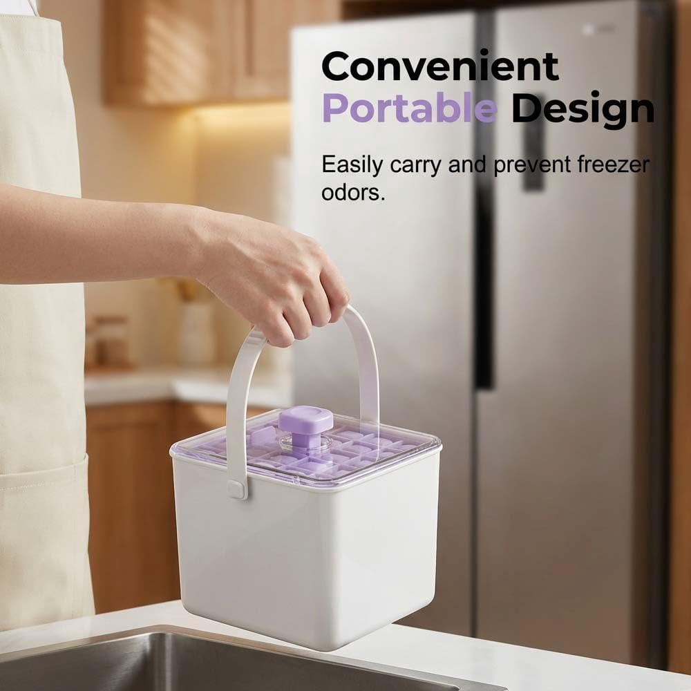 50 Cube Ice Maker with Easy Press Lid and Storage Bin, Double-Deck Tray