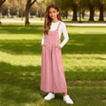 thumbnail image 3 of WOYY Girls Sleeveless Pinafore Dress Casual Loose Pocket Long Overall Dress, Pink, Sizes 5-14, 3 of 6