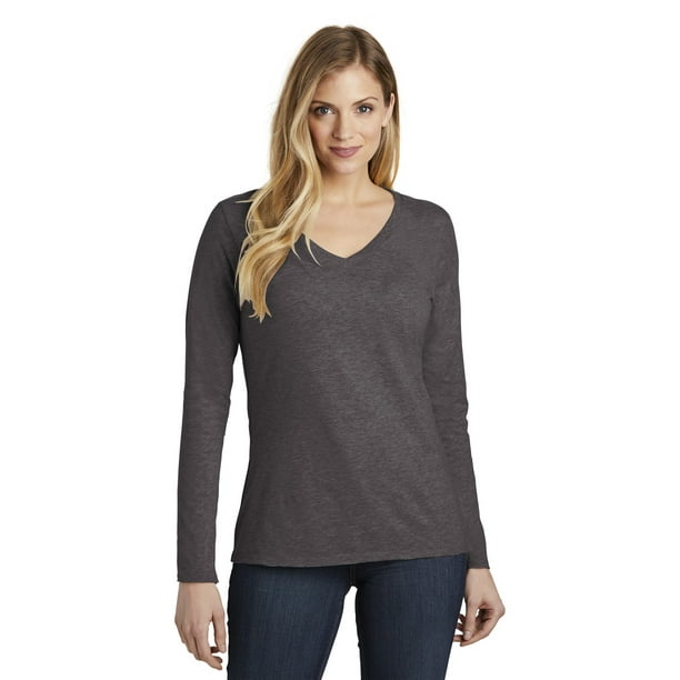 District DT6201 Women’s Very Important Tee Long Sleeve V-Neck Shirt ...
