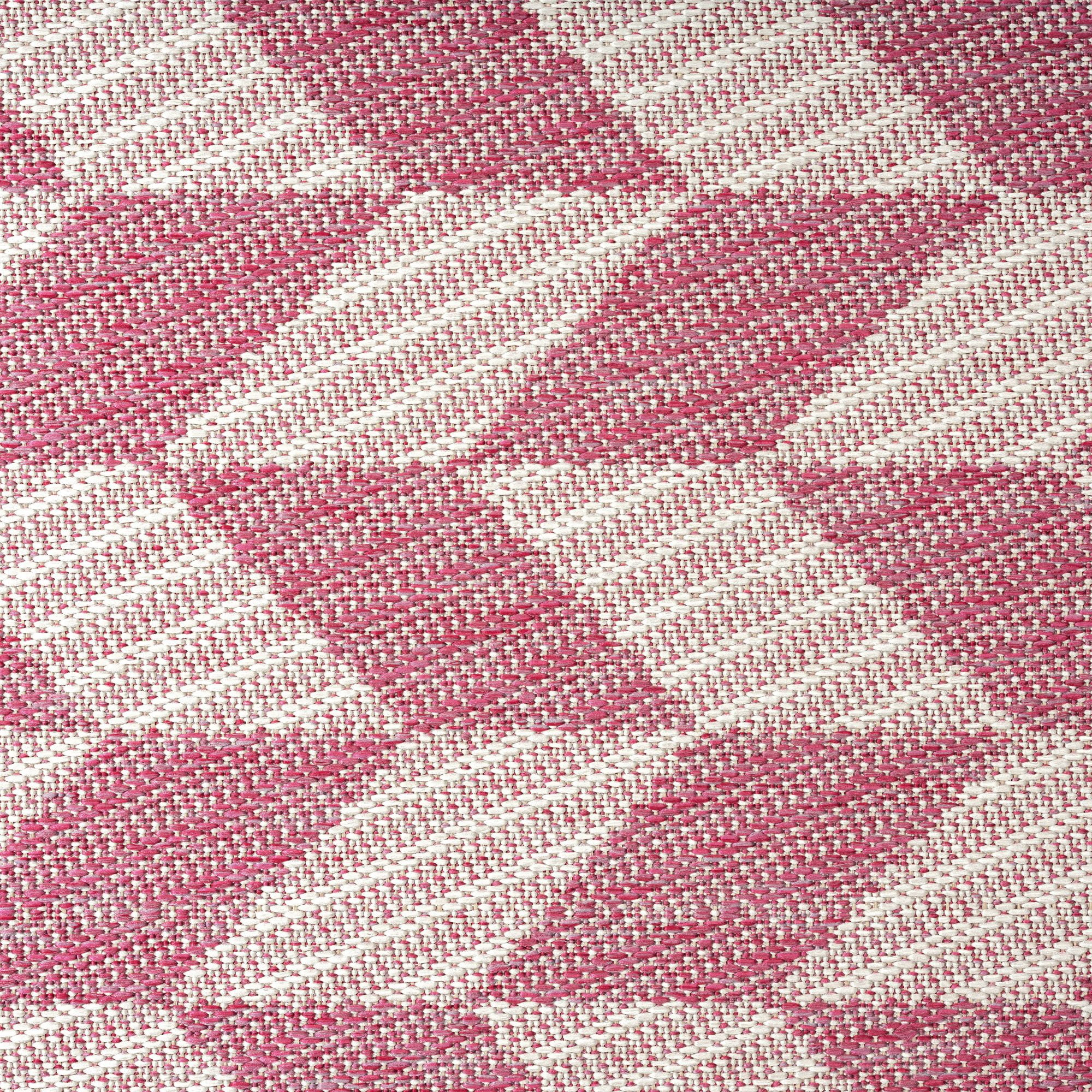 Nicole Miller New York Patio Country Calla Contemporary Herringbone Indoor/Outdoor Area Rug, Pink/Ivory , 5'2"x7'2"