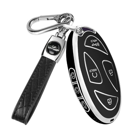Full Body Protective TPU Key Fob Cover with Leather Strap Compatible for Hyundai Ioniq 6 Grandeur GN7 KONA 7 Button Smart Key Remote Case Protector