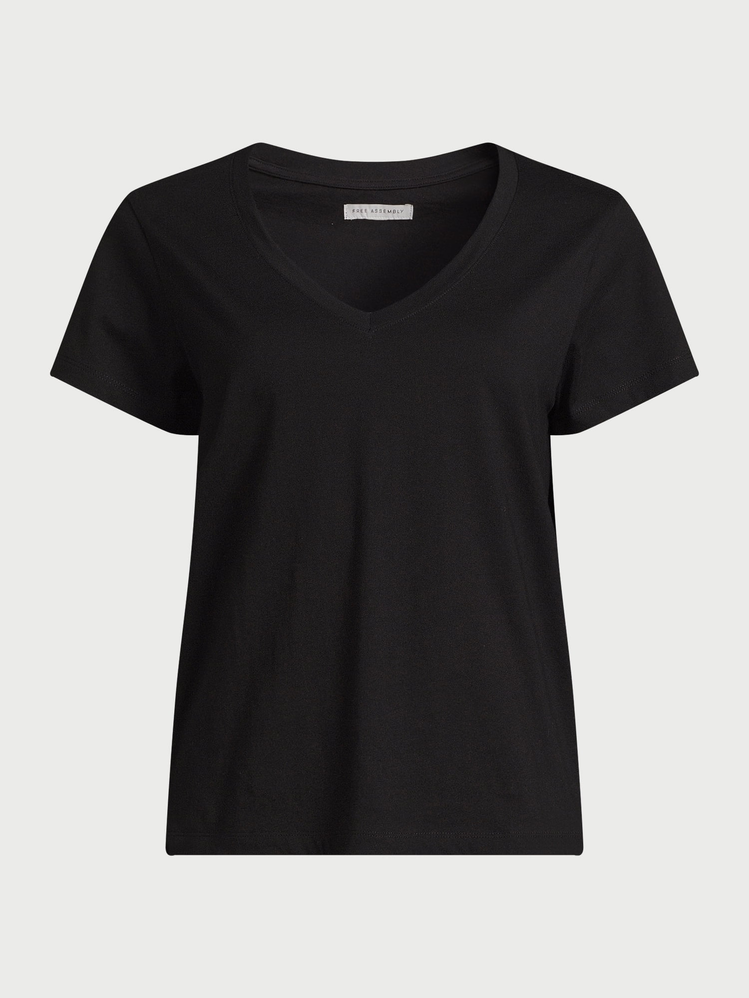 未使用✨anuke Vneck Compact Shirts ブラック free Free Assembly Women's Easy V-Neck Tee, Sizes XS-XXL