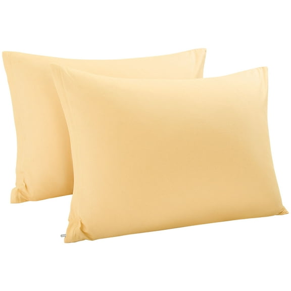 REGALWOVEN 2Pcs Egyptian Cotton Pillowcases with Zipper Cloure, King(20"x36"), Yellow