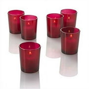 Set of 12 Red Colored Eastland Glass Votive Candle Holders