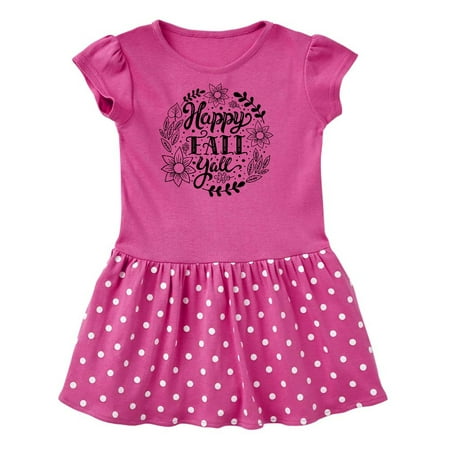 

Inktastic Happy Fall Y all with Wreath Leaves and Laurels Gift Toddler Girl Dress