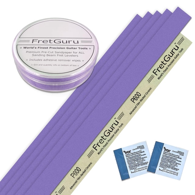 Papel de lija de repuesto FretGuru Leveling Beam 600 Grit, paquete de 5