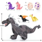 MaoGoLan 7 Pcs Dragon Plush 21.6 Large Stuffed Mommy Dragon with 4 Babies and 2 Eggs