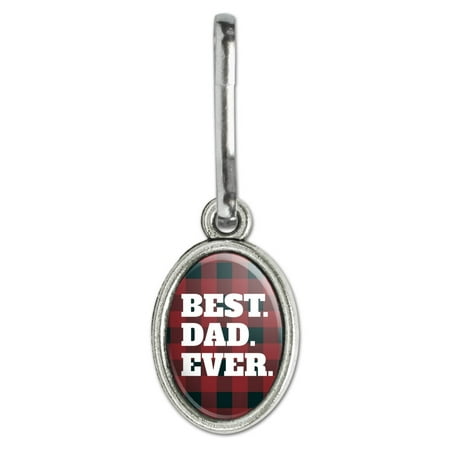 Best Dad Ever Red Black Plaid Antiqued Oval Charm Clothes Purse Suitcase Backpack Zipper Pull