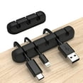 thumbnail image 1 of Cord Organizer, Cable Clips Cord Holder, Cable Management USB Cable Power Wire Cord Clips, 2 Packs Cable Organizers for Car Home and Office (5, 3 Slots)，Black, 1 of 6