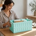 thumbnail image 7 of VENTORA Foldable Hollow‑Ventilated Plastic Storage Crate, Stackable Portable Organizer Bin With Built‑In Side Handles, Collapsible Flat‑Design Storage Basket for Stationery Cosmetics Toys, 7 of 7