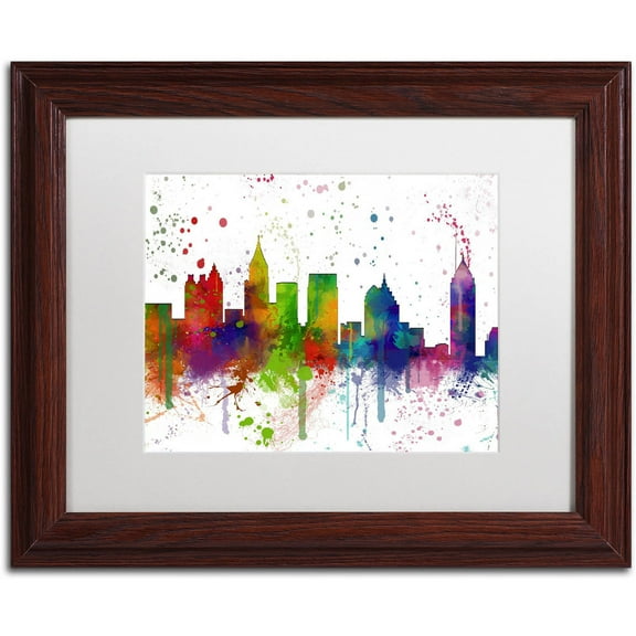 Trademark Fine Art "Atlanta Georgia Skyline Mclr-1" Canvas Art by Marlene Watson, White Matte, Wood Frame