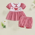 thumbnail image 2 of KPOPLK Girls Clothing Sets Baby Girls Summer Outfits Set Gingham Short Sleeve Top with Shorts for 1-5 Years(6-12M,Red), 2 of 4