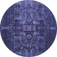 thumbnail image 1 of Ahgly Company Machine Washable Indoor Round Oriental Blue Industrial Area Rugs, 5' Round, 1 of 4