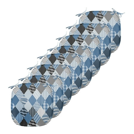 

Geometric Chair Seating Cushion Geometrical Diamond Shaped Lines with Various Nostalgic Fashioned Old Pattern Soft Seat Pads for Office with Anti-slip Backing 16 x16 Blue Black by Ambesonne