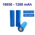 thumbnail image 1 of Batería de litio recargable 18650 3.7V y 1200mah para dispositivos digitales y Banco de energía, 1 of 1