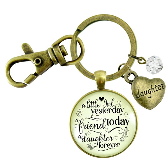 Dad Daughter Gutsy Goodness Bronze Keychain Little Girl Yesterday Friend Today Jewelry From Father Gift