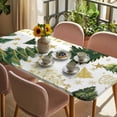 thumbnail image 3 of Christmas Tree Table Cloths for 3 Foot Rectangle Tables, White Green Xmas Tree Winter Patio Waterproof Elastic Fitted Tablecloths, Washable Rectangular Table Cover for Camping, 3 of 8