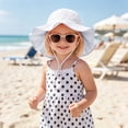 thumbnail image 2 of mgoYE Baby Sun Hat Toddler Girl Beach Hat Sun Protection Adjustable Outdoor Summer Wide Brim Bucket Hat for Infant Kids(White,0-12 Months), 2 of 3