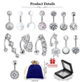 thumbnail image 2 of SNNROO 14Pcs Belly Button Ring Opal Pearl  Navel Rings Dangle Curved Belly Button Piercing, 2 of 7