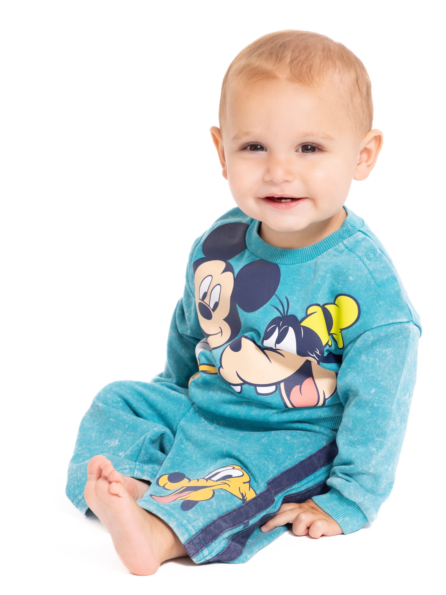 Mickey and Friends Baby Long Sleeve Graphic Crewneck Tee with Matching Pants, 2-Piece, Sizes 0/3M-24M