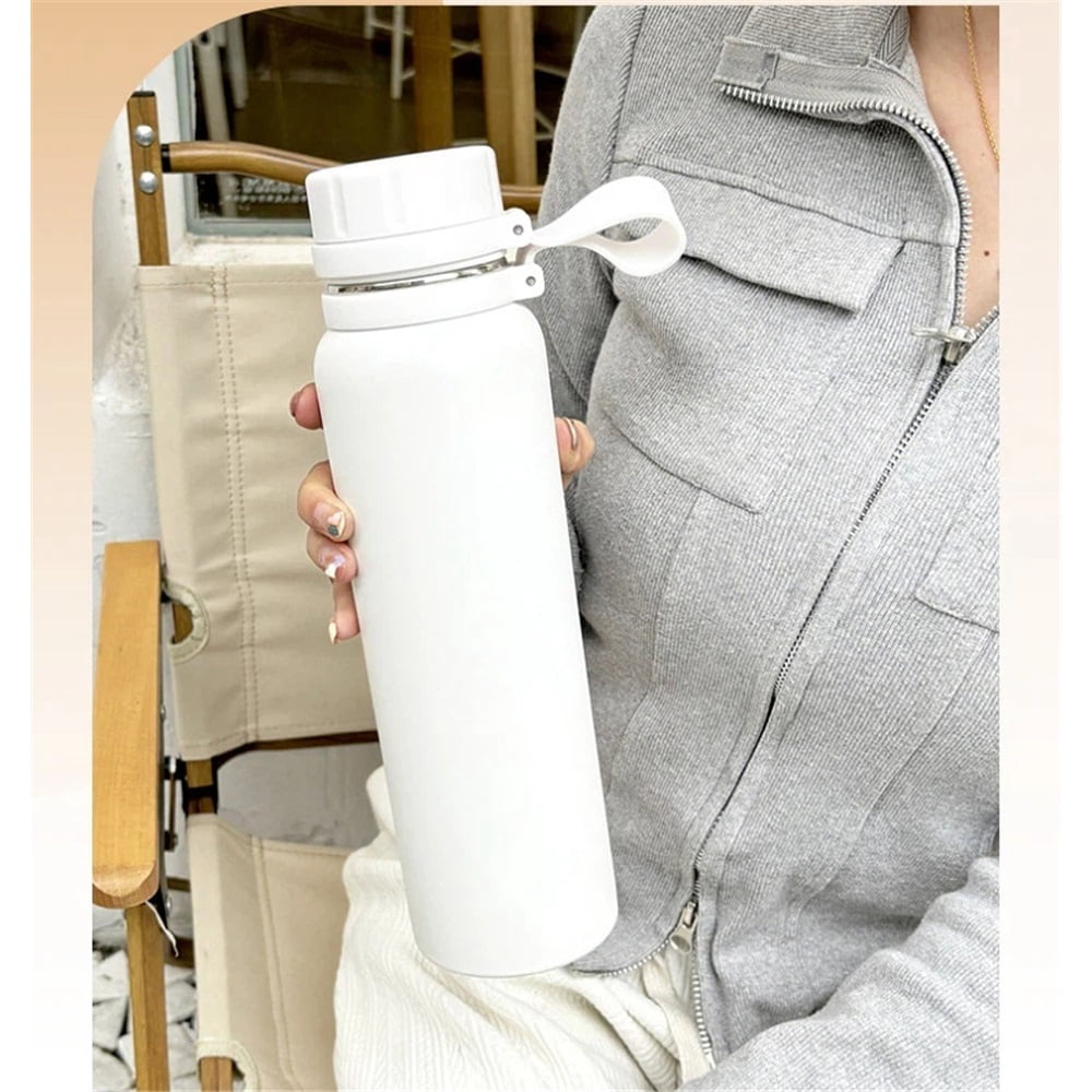 Insulated 30 oz Water Bottle - Leak-Proof for Quick Hydration - Keeps Drinks Cold - for Travel or Gym - White