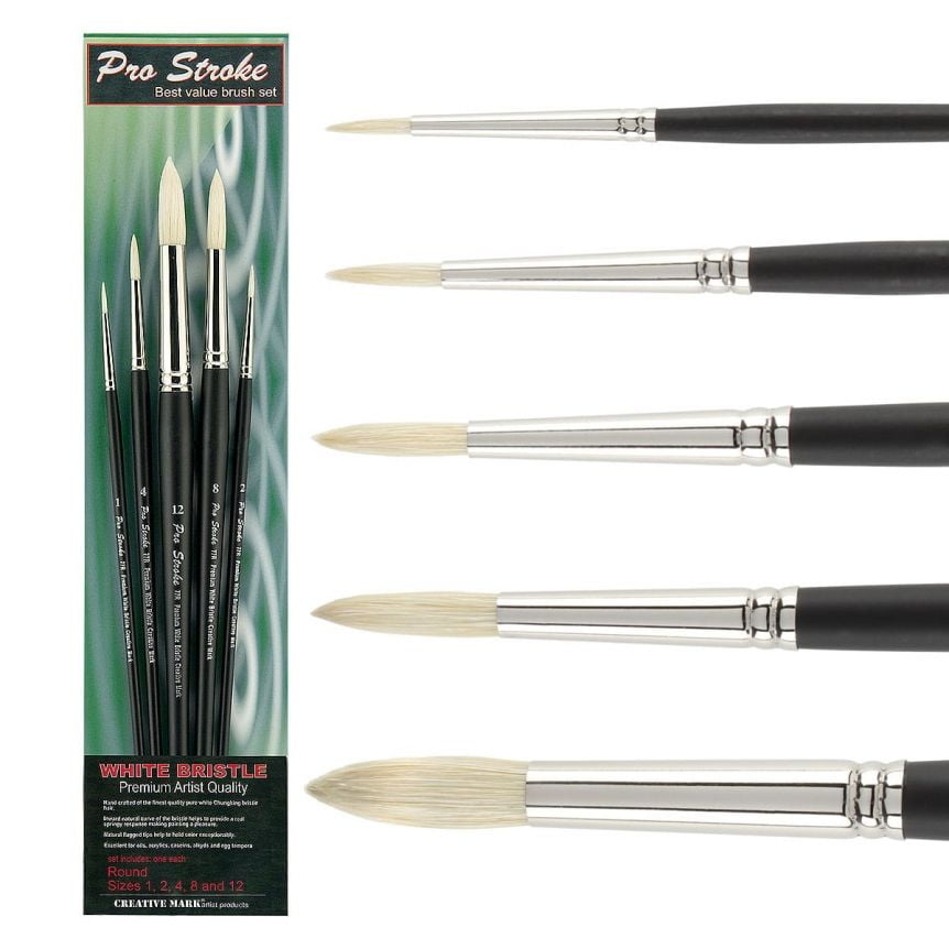 Creative Mark Pro Stroke Powercryl Artist 5 Piece Brights Paintbrush Set,  Paint Brushes for Acrylic, Watercolor, Gouache and Oil Paints