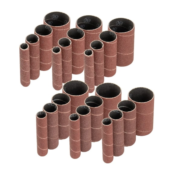 POWERTEC Assorted Sanding Sleeves 24-Pieces, 2-1/2" Length, 1/2", 3/4", 1", 1-1/2" Diameters, 80, 120 Grits 3 Each (71709)
