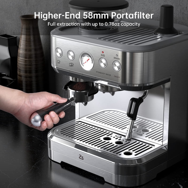 Towallmark Silver Plating Espresso Machine, Stainless Steel Bean To Cup Coffee Maker, Built In Milk Frother, Professional Grade Coffee Machine For Home Cafe