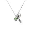 thumbnail image 2 of Delight Jewelry Silvertone Wide Lime Green Zebra Print Band Spinner - Love and Lock Charm Necklace, 18"+1", 2 of 4