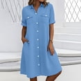 thumbnail image 5 of Smsaxvxz Summer Denim Dresses for Women 2026 Casual Short Sleeve Button Down Shirt Dresses with Pockets Loose Fit Sundress Sky Blue XL, 5 of 8
