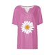 thumbnail image 4 of Fiudx Liquidación de Ahorros de Verano Blusa de Manga Corta con Estampado de Moda para Mujer, Camiseta con Cuello En V, Tops Informales con Botones, 4 of 5