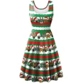 thumbnail image 3 of Vestido feo de Navidad para mujer, disfraz de elfo verde con cuello redondo, vestido de fiesta sin mangas con patrón Vintage, vestido femenino de Carnaval de Navidad, 3 of 6