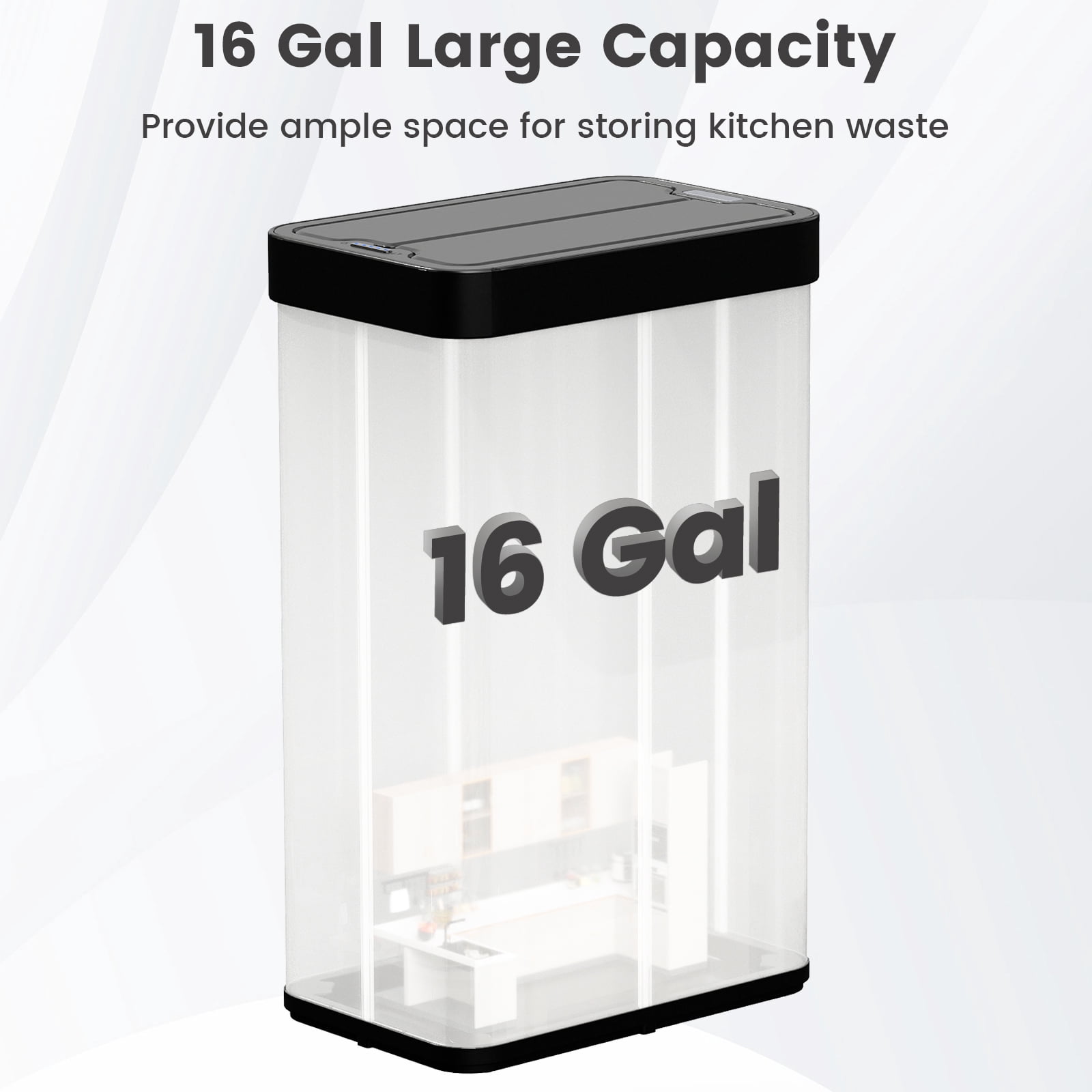 Costway 16 Gallon Trash Can with Wing Lids for Bedroom Bathroom Kitchen, Stay Open,Sliver