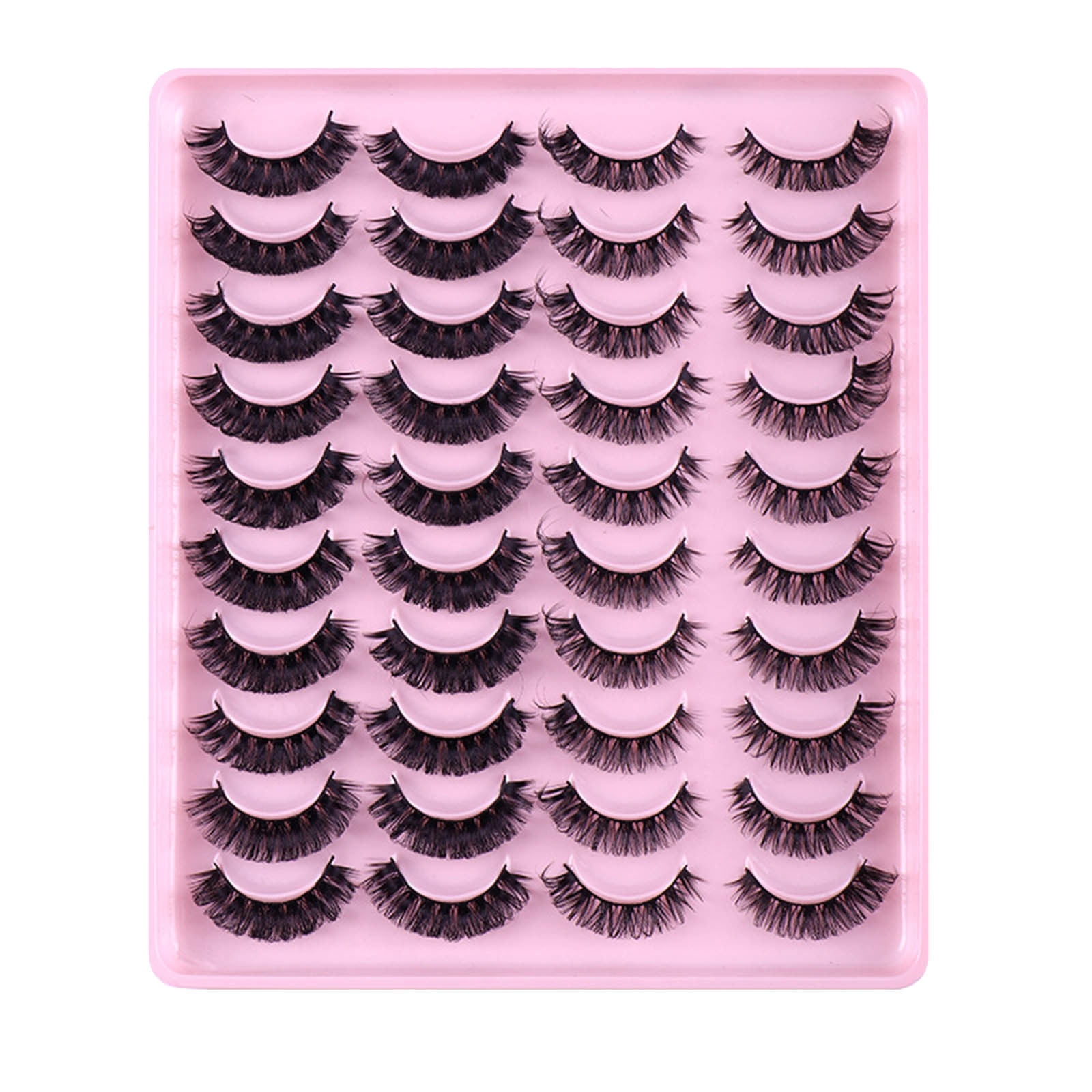 Natural Synthetic Volume False Eyelashes - Pack of 20 Pairs, Thick Full Volume, Natural Curling, High-Quality Synthetic Fibers, Dramatic Look, Beauty Makeup Tool, Women, Reusable 20 pairs*60