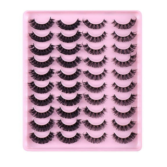 Lashes Natural Cat Eye Lashes Wispy Eyelashes 13/14/15mm False Eyelashes 3D Volume Strip Eyelashes Band Soft Fake Eyelashes False Lashes Pack 20 Pairs-D-20 Pairs
