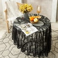 thumbnail image 3 of CHUNTIAN American Retro Green Lace Hollow Tablecloth Round Cloth Cover Home Dining Table Coffee Table Wedding Party Decoration Tablecloth, 3 of 5