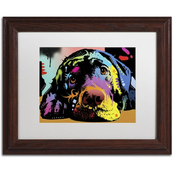 Trademark Fine Art "Lying Lab" Canvas Art by Dean Russo, White Matte, Wood Frame