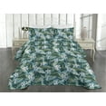 thumbnail image 2 of Ambesonne Floral Quilted Coverlet 2 Pcs, Jungle Flowers Tropical Leaf, Twin Size, Pistachio Green and Soft Blue, 2 of 4