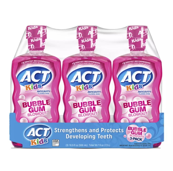 Act Anticayity Rinse 3x16.9 Oz Bubblegum Egum Flavor Mouthwashes