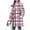Pink|Plaid, variant on Winter Sherpa Jacket Women Faux Shearling Fuzzy Mid Long Coat Color Block Warm Casual Button up Peacoat with Pockets (XL, Wine|Plaid)