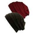 thumbnail image 1 of Bonnet Tricoté pour Femmes (Lot de 2) - Bourgogne/marron, 1 of 1