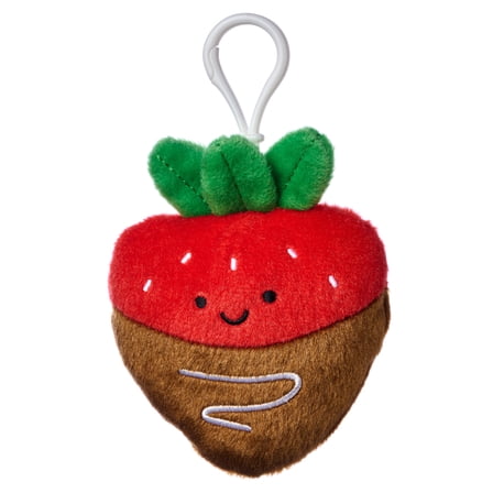 American Greetings 6 in. Valentine's Day Plush Strawberry Backpack Clip for Kids (1-Count)